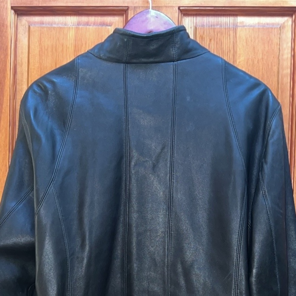 Nine West Women Separates 100% Smooth Black Leather Coat fully lined 2 slit pckt - Picture 11 of 17